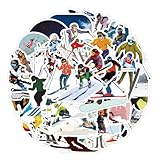 Vinyl-Aufkleber, 50 Stück, Skifahren, Sport, Graffiti, wasserdicht, kreative Aufkleber für Laptop, Wasserflasche, Koffer, Skateboard, Journal, Jungen