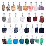 PandaHall Edelstein-Anhänger-Set, 31 Styles Stein Anhänger Kristall Quarz Edelstein Perlen Charms Mit Edelstahl Snap On Bails Für Anhänger Halskette Schmuck DIY Craft Making, 31Stück / Set