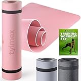 Tylmex Yogamatte TPE rutschfest 6mm | Umweltfreundliche Fitnessmatte für Yoga, Pilates & Workout | Trainingsmatte 183x61cm mit Tragegurt & Online-Übungsanleitung - Rosa