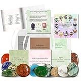 Milaboo® Magie der Edelsteine – 12x Glückssteine mit Bedeutung & Karte im Organzasäckchen – Set mit Broschüre – Mutstein, Schutzstein, Geschenk für Kinder & Erwachsene (Magie der Edelsteine 3)