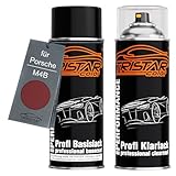 TRISTARcolor Autolack Spraydosen Set für Porsche M4B Sternrubin Neo Basislack Klarlack Sprühdose 400ml