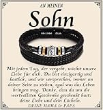 PDTU Sohn Geschenk, Lederarmband mit Gravur Ich Liebe Dich Geschenk für Meinen Sohn Junge, Sohn Geschenke von Eltern zum Geburtstag