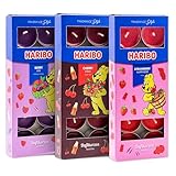 Haribo Teelichter Trio-Set All Year Berry Mix, Cherry Cola & Strawberry Happiness, 30 Stück (3x10) Duftende Kerzen mit 4-6 Stunden Brenndauer, Stimmungsbeleuchtung für Zuhause