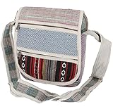 GURU SHOP Kleine Hanftasche Schultertasche, Boho Ethnotasche, Goa Tasche - Modell 1, Herren/Damen, Mehrfarbig, Size:One Size, 24x22x8 cm, Alternative Umhängetasche, Handtasche aus Stoff