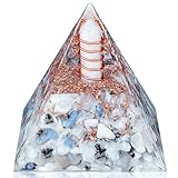 YATOJUZI 6,1 cm große Orgon-Pyramiden-Kristalle, klarer Quarz-Mondstein, Chakra, Reiki, Orgonit, Edelsteine, positive Energie, reduziert Stress, zieht Glück, Weisheit, Erfolg, Anzug für Yoga,