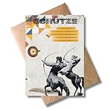 WBdesignz Grußkarte mit Umschlag - Waage Astrologie Sternzeichen edel modern Geburtstagskarte Geburtstag Astrologie modern Spiritualität Kunst (DIN A6) (Schütze)