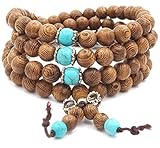 Thajaling Mala-Zen-Armband, 8 mm, 108 Holzperlen, Türkis, Unisex, Erwachsene, Holz, Halskette & Armband