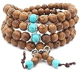 Mala-Zen-Armband, 8 mm, 108 Gebets-Holzperlen, Türkis, Halskette für Mann und Frau, Holz