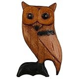 ART-CRAFT Holz-Eule Schnitzerei aus Albesia Holz 12cm