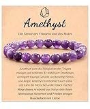 POWWA Amethyst Armbänder für Frauen, Geschenke für Frauen, Armband aus Natursteinkristallen und Edelsteinperlen gegen Stress und zur Beruhigung