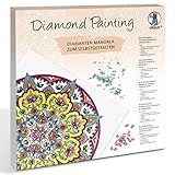 Ursus 43520003F - Diamond Painting Mandala Set 3, Bastelset mit Steinchen in gelb, weiß und rot, 1 Leinwand 30 x 30 x 1,5 cm