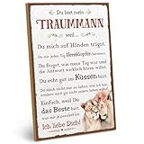 ARTFAVES® Holzschild mit Spruch - Du bist mein Traummann | Shabby Chic Schild Retro Vintage Deko Geschenk | Liebe, Partner | Größe: 19 x 28 cm
