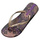 Hotmarzz Damen Zehentrenner Böhmen Blumen Sommer Sandalen Flip Flops Badeschuhe Size 39 EU / 40 CN, Violett