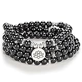 Lotus Seed Charm Mala Beads 108 Armband Halskette Bedeutungsvolle handgemachte Geschenke Yoga Schmuck (Schwarzer Onyx (Black Onyx))