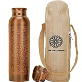 FURNISHFUL FINESSE Kupfer-Trinkflasche, 34 oz, antikes Schwarz, reine Kupfer-Trinkflasche, Reise-Trinkflasche für Fitnessstudio, Wandern, ayurvedische Trinkflasche