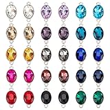CHGCRAFT 30Stück 15Farben Kristall Charm Connector Geburtsstein Charms Glas Edelstein Anhänger für Mädchen Damen DIY Halskette Schmuck Herstellung 12x22mm,Löcher 1.5mm