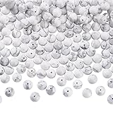 NBEADS 1 Box mit 180 Stück Heilstein 8 mm natürliches weißes Howlith Runde Perlen Aromatherapie-Schmuck