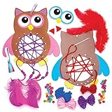 Baker Ross AW855 Eule Traumfänger Bastelset für Kinder - 4er Pack, Bastelsets für Kinder zum Basteln und Bemalen Sortiert