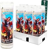 Religiöse Kerzen Michael der Erzengel Michael – Bündel mit 20,3 cm großen Kerzen Michael der Erzengel für Mahnwachen, Gebete, Segenszeremonien, mehr plus Lesezeichen | Andachtskerzen im Glas, 6 Stück