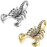 JewelryWe Skorpion Kette Herren Edelstahl: 2pcs Männer Halskette Biker Große Skorpion Anhänger mit 55cm Kette Sternzeichen Tierkreis Horoskop Halskette Silber Gold