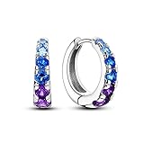 CYCUFF 925 Sterling Silber Hoop Ohrringe Bunte Cubic Zirkonia Schmuck Ohrringe für Frauen Set Ohrring Geschenke für Sie