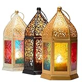 MARRAKESCH 3er Set Orientalische Laterne Teja 16cm Windlichter Laternen für draußen als Balkon deko oder innen als Fensterbank Dekoration
