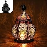 Gadgy Orientalische Lampe Metall - Marokkanisches Lampe mit Schatteneffekt - Orientalische Laterne handgemacht 26 cm ideal als Balkon-Deko - Ramadan Dekoration Windlicht innen und außen
