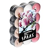 Spaas Pack chauffe plats parfumées Fleur de 24 Duft-Teelichter Farben Sortiert, ± 4,5 Stunden-Magnolia Blossom, Altes rosa, D 39 mm x H 16 mm
