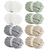 HOMBYS 8 Stück sortierte grobe Garne zum Häkeln, super sperriges, großes, weiches, flauschiges Plüschgarn, dickes Chenille-Garn zum Handstricken/Armstricken (27 m, 227 g pro Strang)