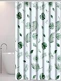 HNBFKD Duschvorhang mit tropischen Blättern – wasserdichter Trennvorhang aus Polyester mit Blattmuster, wasserabweisend für die Badezimmerdekoration 274x182cm/108x72in(WxH)