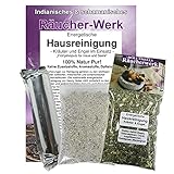 Energetische HAUSREINIGUNG - Kräuter und Engel AUSRÄUCHERN von Haus + Wohnung 4-TLG Set mit SAGE weißer Salbei + Kopalharz + Zeder + Sweetgrass + Angelika + Räucherkohle + ZUBEHÖR. 81043