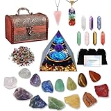 29pcs Kristall Edelsteine Set,Kristalle Heilsteine Set 7Kristalle Steineund 7Chakra-Steine,7Sechseckiger prismatischer Chakra-Stein,2Kristall-Halsketten,Kristallpyramide,Edelsteine Heilsteine Geschenk