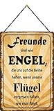 Metall Schild 20x30cm mit Kordel Freunde sind wie Engel Sprüche Blechschild