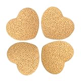 Nupuyai 45mm Gelber Lavastein Edelstein Herz Heilstein Set, Ätherisches Öl Diffusor Stein, Herzstein Vulkangestein Taschenstein Kristall Herz Deko, 4 Stück