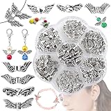 Benaton 140 Stück Engel Perlen Selber Bastelset, Spacer Perlen Engelsflügel Spacer, Spacer Engelsflügel Perlen, engelsflügel Spacer, Für Schmuck DIY Handwerk Machen(7 Stile Jeweils 20 Stück)