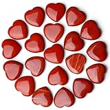 GUJOXILA 20pcs Roter Jaspis Herz Aus Stein Natürliche Steine Heilkristalle Edelsteine Poliert Handgeschnitzt Meditation Chakra Reiki Therapie Energieausgleich Glücksbringe Geschenk 20mm