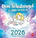Schutzengel Postkartenkalender 2026: Liebevoll illustrierter Kalender zum Aufstellen und Aufhängen. Kultiger Postkartenkalender. Kleiner Kalender mit 12 süßen Postkarten. (Postkartenkalender Heye)