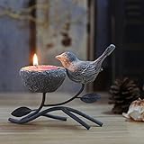 Marbrasse Vogel kerzenhalter, Metall dekorative Teelicht kerzenhalter für Tisch, Vintage Heimdekoration kerzenständer(Grau Schwarz)
