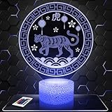 Nachttischlampe Chinesischen Sternzeichen Tiger deko Astral Horoskop China. Geschenkidee objekt Chinesischen Sternzeichen Tiger Nachtlicht Erwachsene deko Zimmer. originell