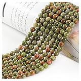 Naturstein Perlen Edelstein Perlen,45 stück 8mm Naturstein Unakite Edelsteinperlen Polierte Runde Edelsteine Zum Auffädeln Edelsteine Steinperlen für Armbänder Ketten DIY Schmuck Basteln