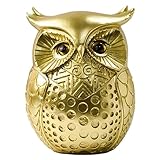 Fiorky Moderne Eulen-Schreibtischdekoration, einfache Weisheitseulen-Figuren, Kunstharz, Heim- und Bürodekoration (Gold)