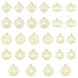 FINGERINSPIRE 28 Stück 7 Stile Chakra Energie Charms 18 Karat Vergoldetes Messing Yoga Charms Chakra Lotus Yoga Energie Lotusblumen Charm Samen Des Lebens Anhänger Für Schmuckherstellung