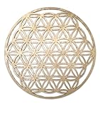Pet-Jos Gold Blume des Lebens 40 cm Gold Wanddeko Baum Wanddekoration FLowe of Life Wooden Wall Decoration Wall Art Geometrische Ornamente Minimalistische Wandkunst Hängende Dekoration