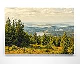 Atemberaubendes Leinwandbild vom Harzer Wald im XXL Format 120x80cm. Motiv Brockenpanorama als großes Wandbild. Fertig aufgespannt auf Holzrahmen. Hintergrund und Deko für Wohnzimmer & Schlafzimmer