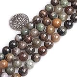 SHGbeads Brauner Ozeanjaspis Achat natürlicher Edelstein lose Perlen für Schmuckherstellung 8 mm 38,1 cm