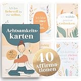 Kwii&Kwii - 40 Achtsamkeitskarten - Affirmationskarten für Erwachsene - positive Affirmationen - Motivationskarten - Geschenk für Frauen - Dankbarkeit - Motivation - Mindfulness - Achtsamkeit Geschenk