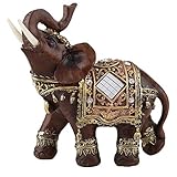 1pc Glück Reichtum Elefant Statue Skulptur Feng Shui Holzmaserung Home Desktop Dekoration (Large)