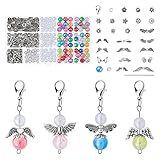 I LOVE MOM Schutzengel Anhänger, Schlüsselanhänger Perlenengel für DIY Hochzeit Basteln, Engel Charme für Weihnacht Taufe Kommunion, Geschenk