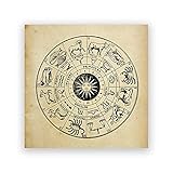 Astrologie Druck Vintage Sternzeichen Konstellation Poster Leinwand Malerei Astronomie Wandkunst Bilder für Wohnzimmer Schlafzimmer Dekoration Ungerahmt-50x50cm