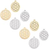 UNICRAFTALE 8 Stück Blume des Lebens Charms Edelstahl Blume des Lebens Anhänger Hypoallergen Lebensblume Charms Für DIY Ohrring Halskette Schmuckherstellung, Golden Und Edelstahl Farbe